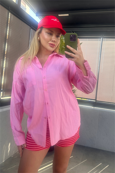 Pembe Tek Cepli Tensel Gömlek