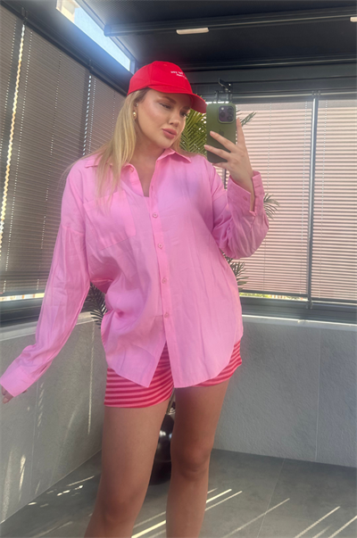 Pembe Tek Cepli Tensel Gömlek