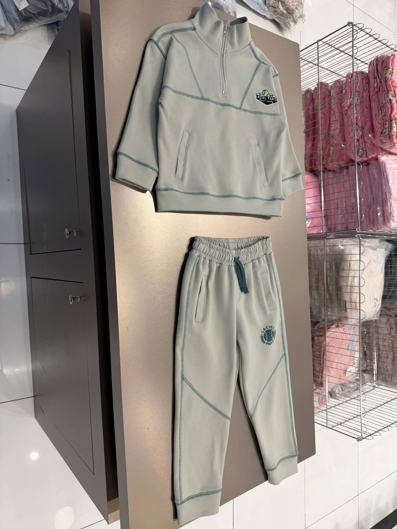  Erkek Çocuk Tenis Baskılı Dik Yaka Sweatshirt Ve Jogger Eşofman Takımı