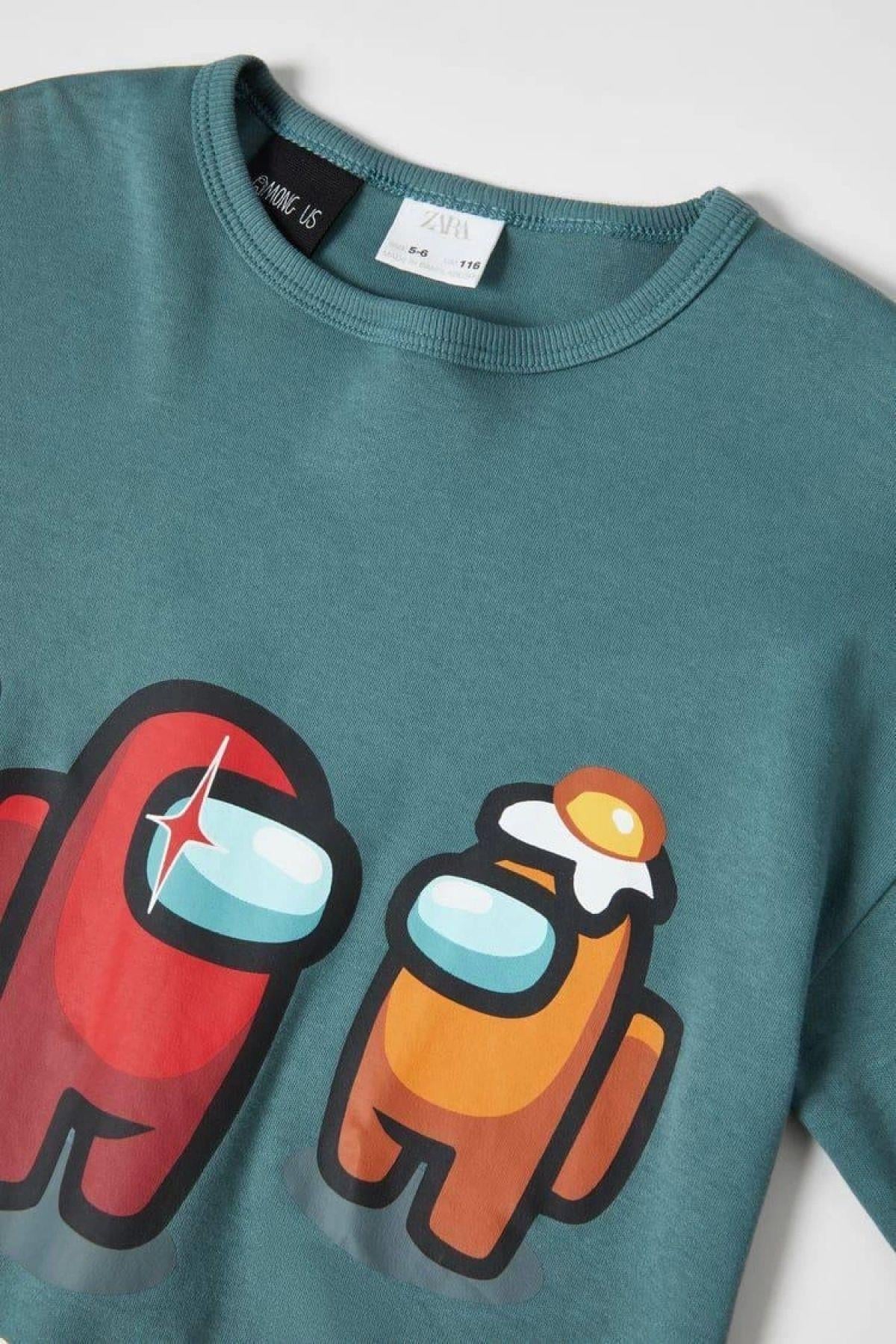 Amongus Baskılı Pijama Ikili Takımı Yeşil