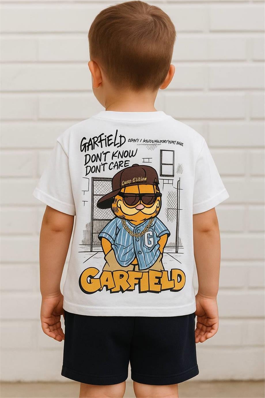Erkek Çocuk G Baskılı T-Shirt-Şort Alt-Üst Takım Siyah
