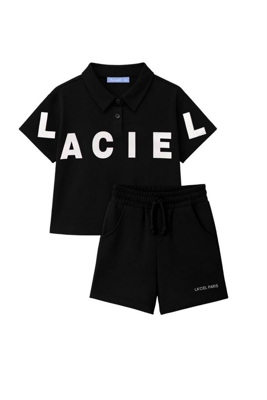 Erkek Çocuk LaciEl Paris Koldan Logo Detaylı Alt-Üst Takım Siyah