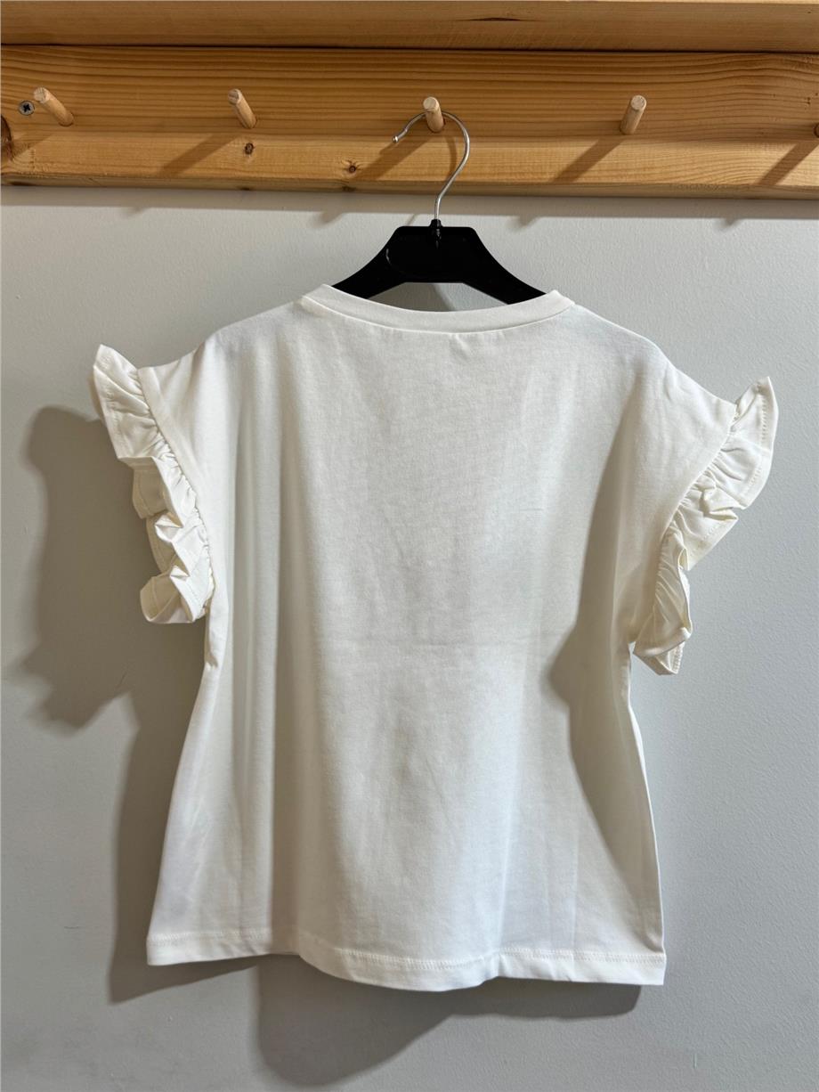 Kız Çocuk Çicekli T-Shirt Beyaz