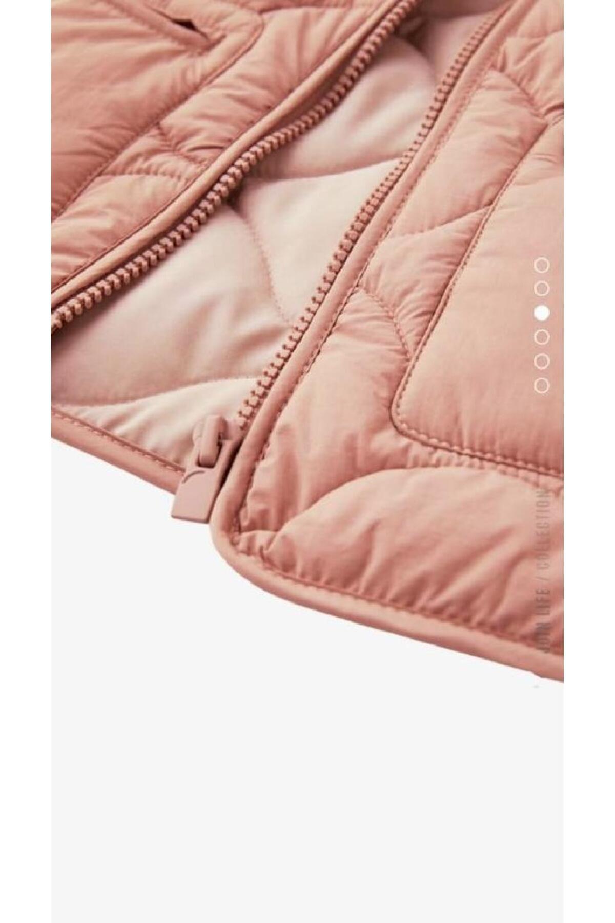 Kız Çocuk Kapüşonlu Mont Pembe