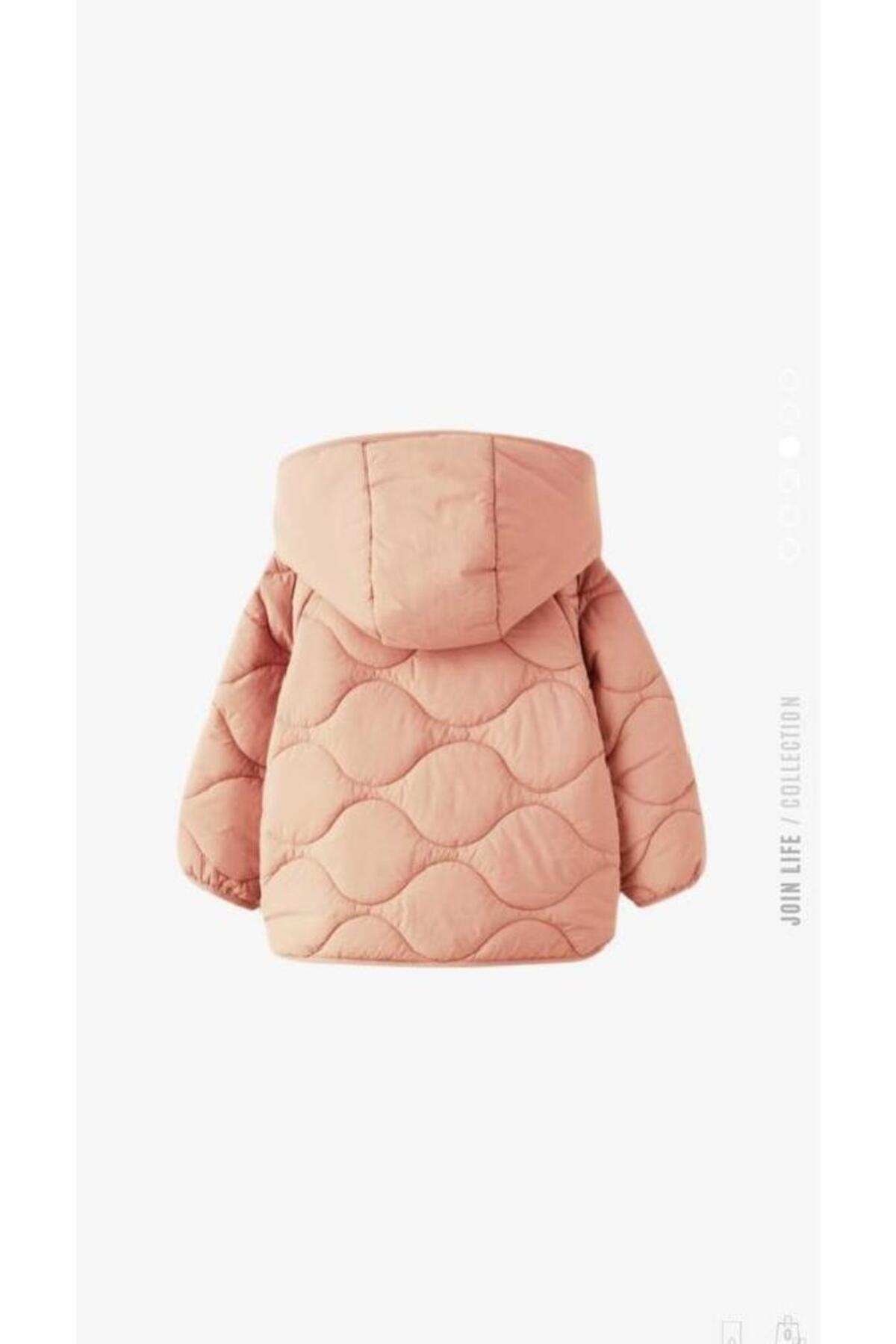Kız Çocuk Kapüşonlu Mont Pembe