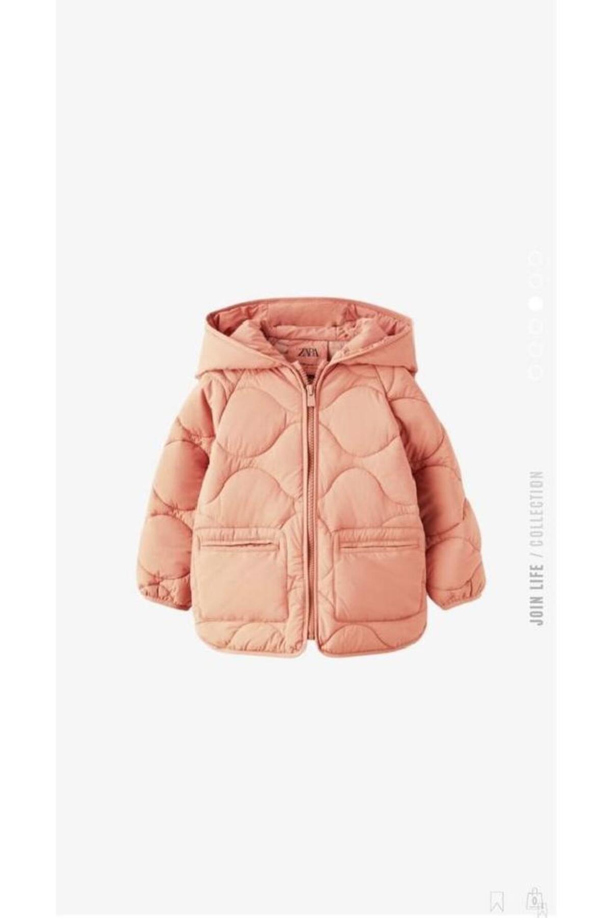 Kız Çocuk Kapüşonlu Mont Pembe