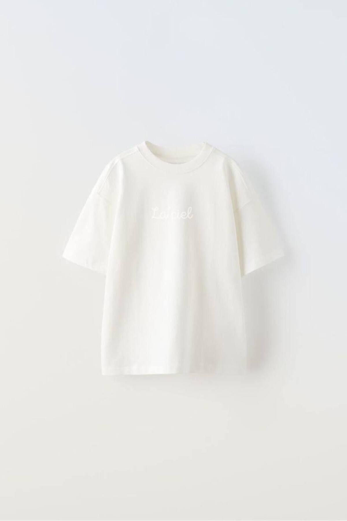 Kız Çocuk LaCiel Paris Baskılı T-Shirt Beyaz