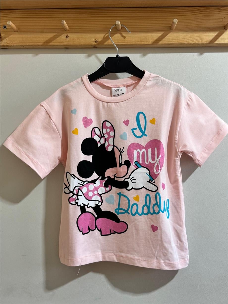 Kız Çocuk My Daddy Yazılı T-Shirt Pembe