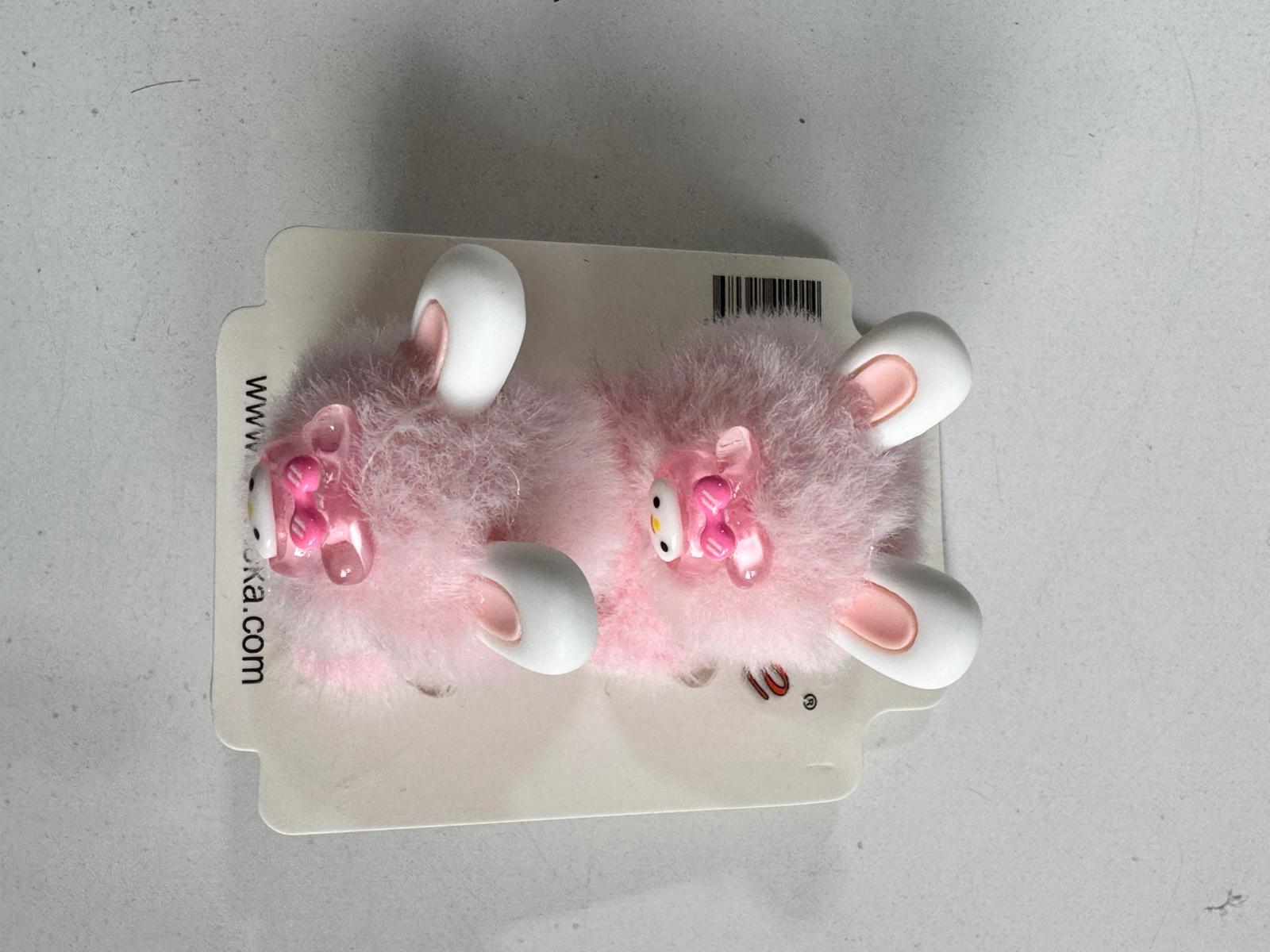 Kız Çocuk Peluşlu 2li Latik Toka pembe 