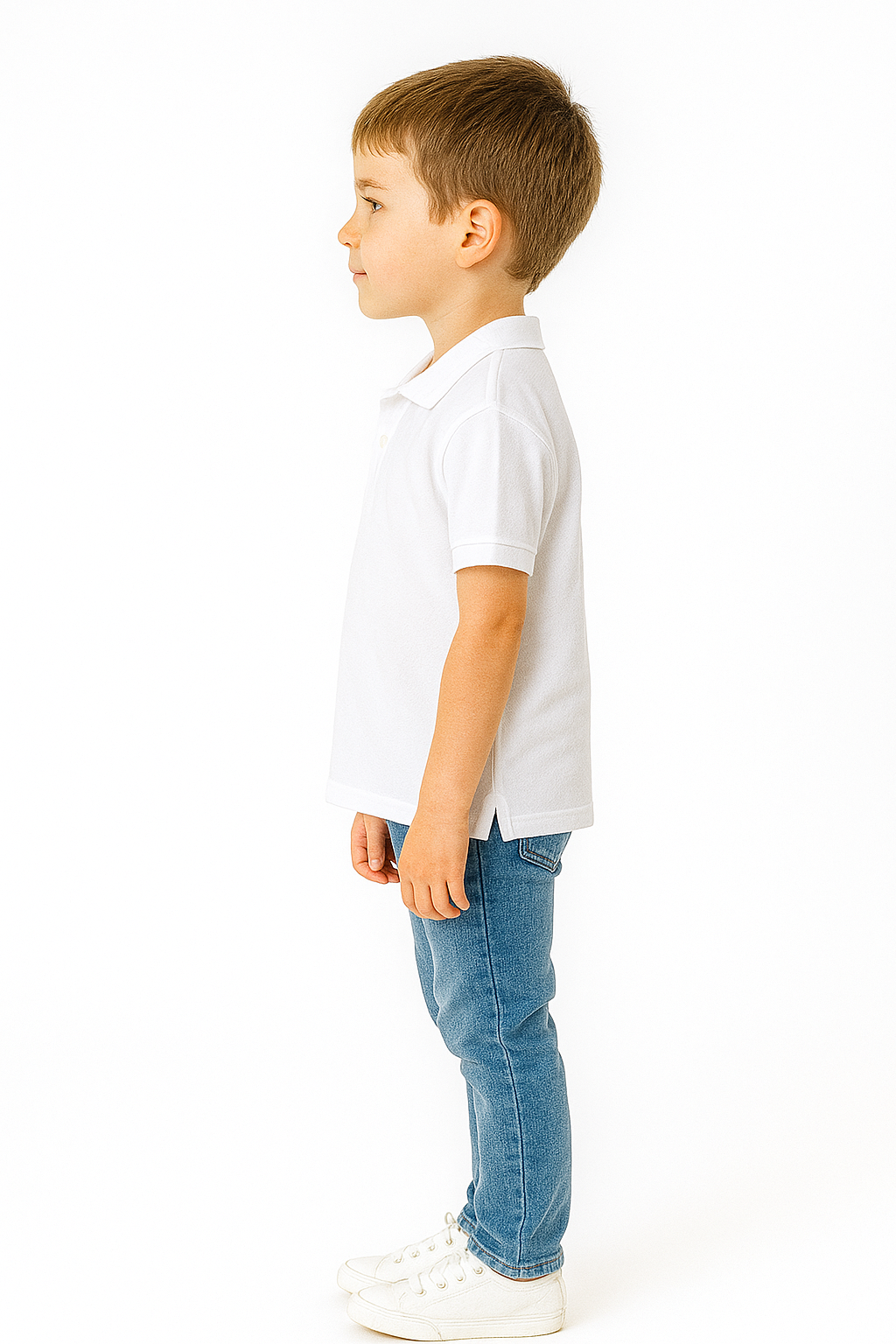 Kız Çocuk Polo Yaka Kısa Kollu T-Shirt Beyaz