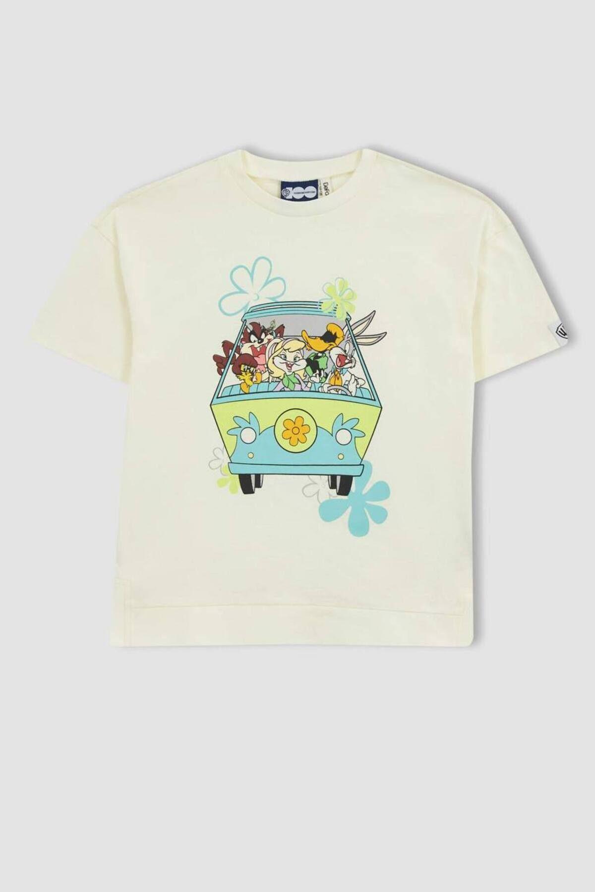 Kız Çocuk T-Shirt Tazmanya Krem