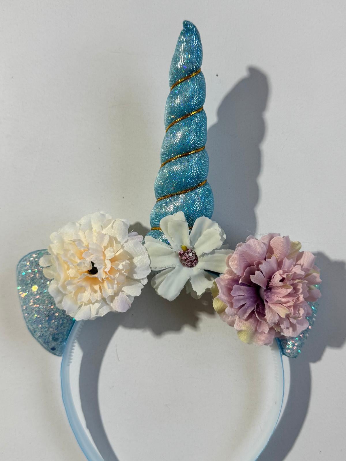 kız Çocuk Unicorn Çiçekli Taç Mavi