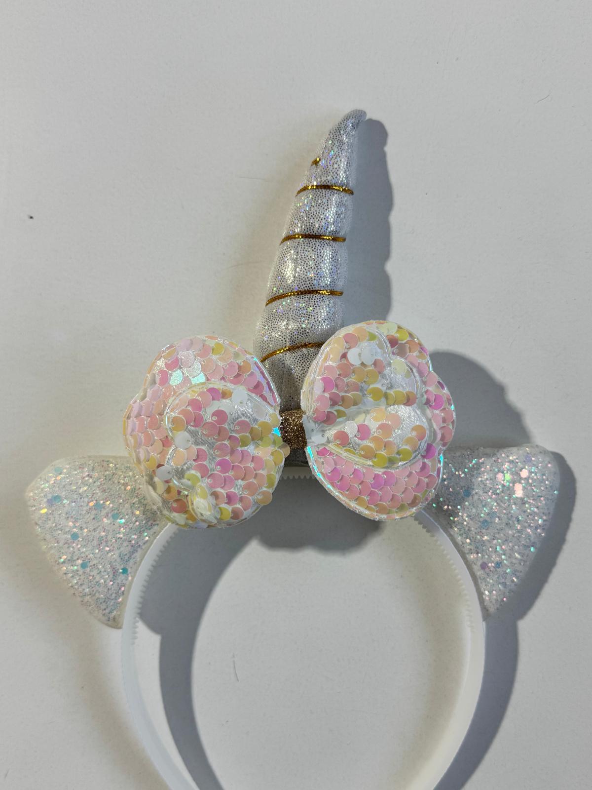 Kız Çocuk Unicorn kurdaleli Taç Beyaz
