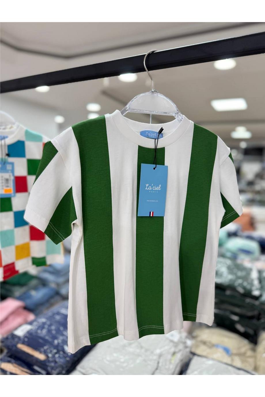 Kız Çocuk Yeni Sezon Çizgili Pamuklu Alt-Üst Takım Yeşil