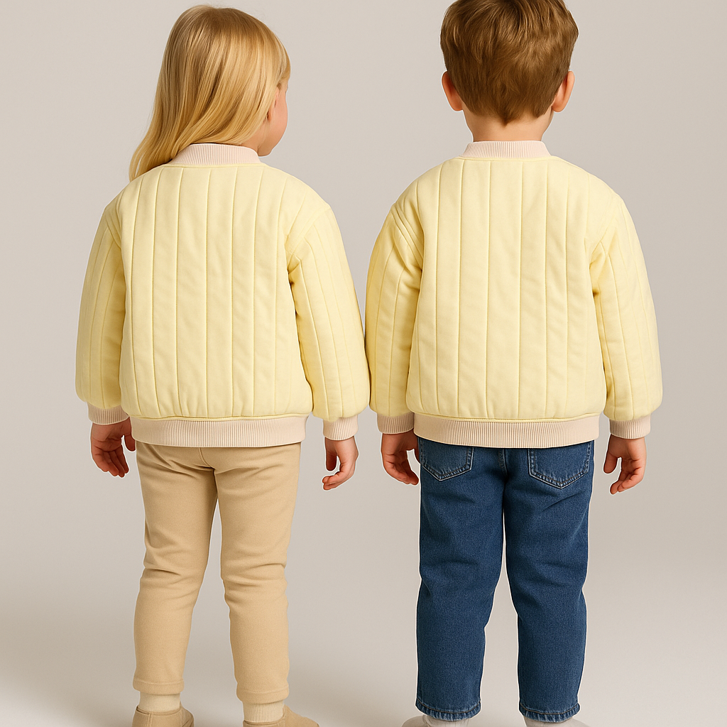 Unisex Kapitone Cıtcıtlık Ceket Krem