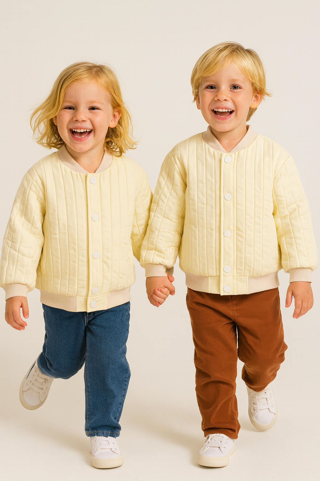 Unisex Kapitone Cıtcıtlık Ceket Krem