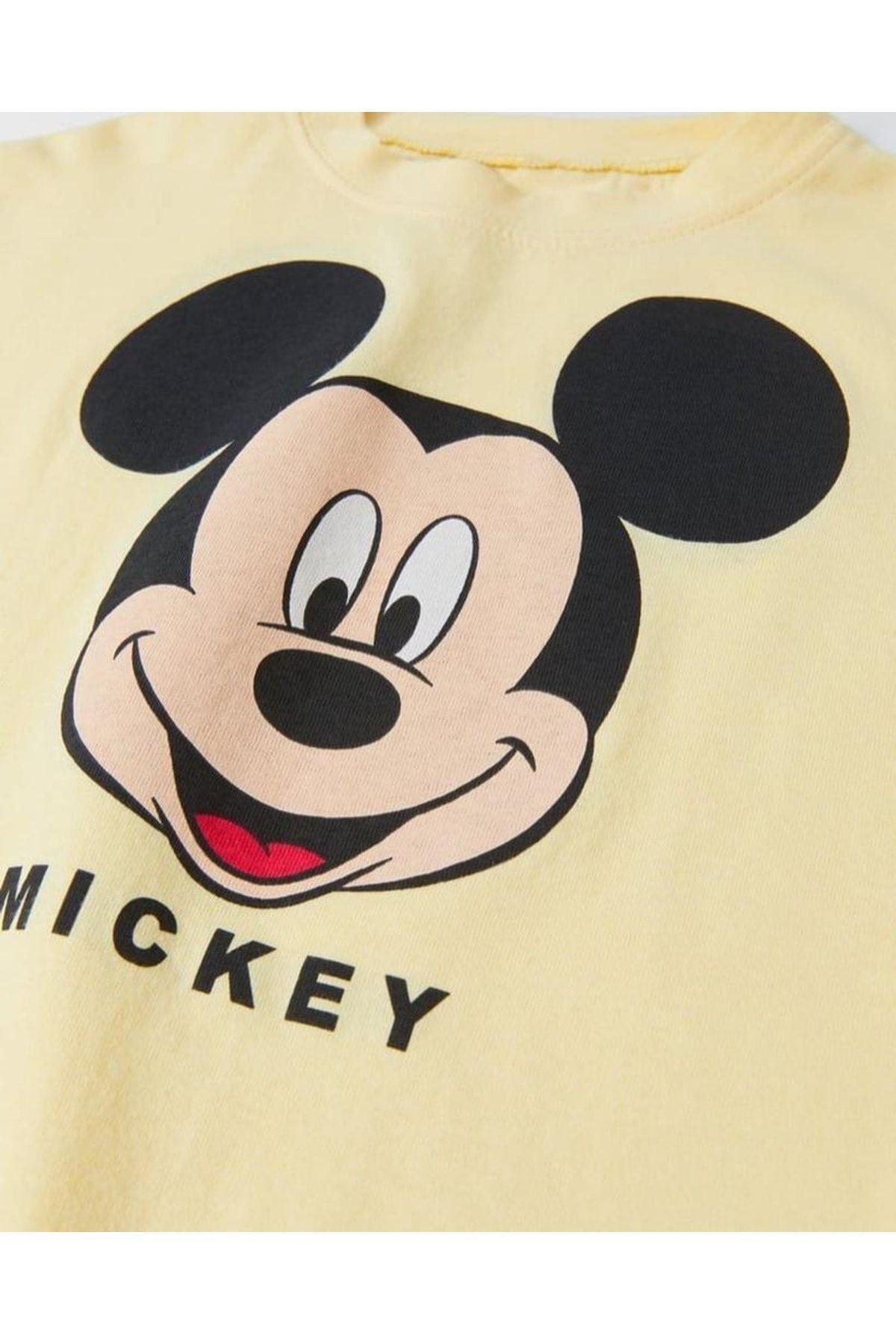 Yeni Sezon Erkek Çocuk Mickey Mouse Sarı Renk Alt-Üst Takım Sarı