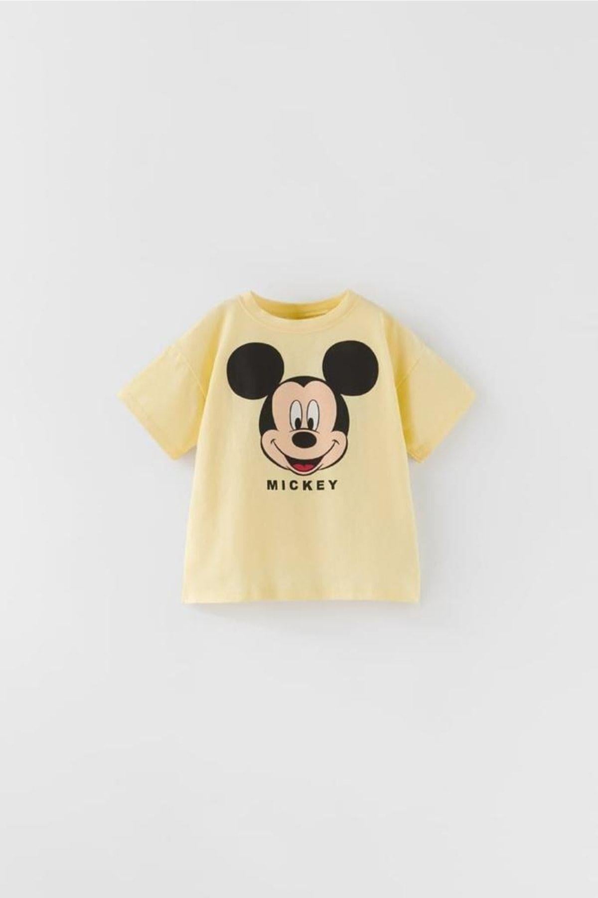 Yeni Sezon Erkek Çocuk Mickey Mouse Sarı Renk Alt-Üst Takım Sarı