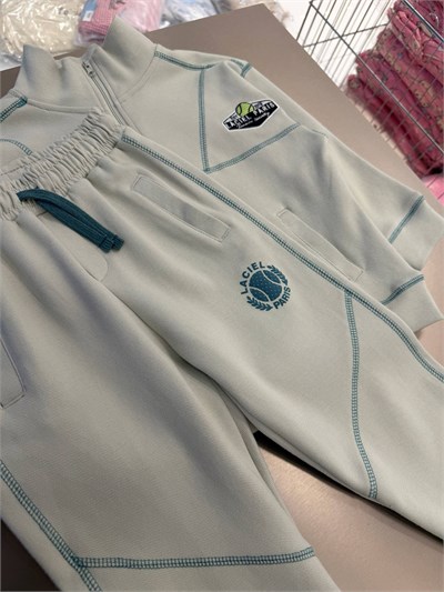  Erkek Çocuk Tenis Baskılı Dik Yaka Sweatshirt Ve Jogger Eşofman Takımı