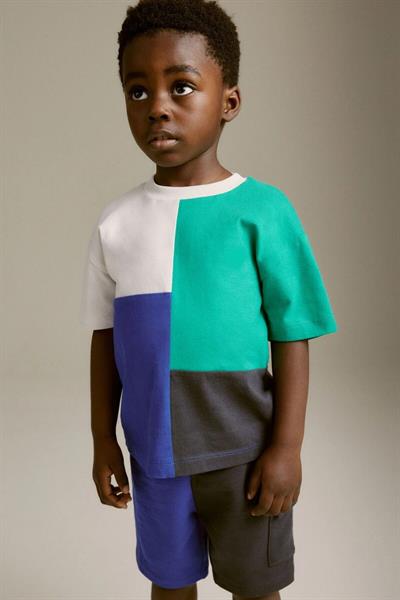 Erkek Çocuk Bisiklet Yaka Pamuklu Alt-Üst T-Shirt Ve Şortlu İkili Takım Çok Renkli