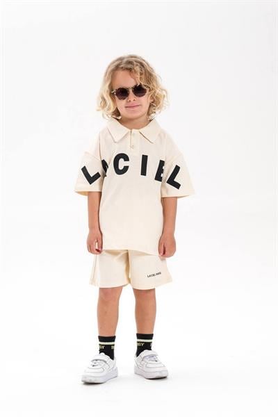 Erkek Çocuk LaciEl Paris Koldan Logo Detaylı Alt-Üst Takım Krem