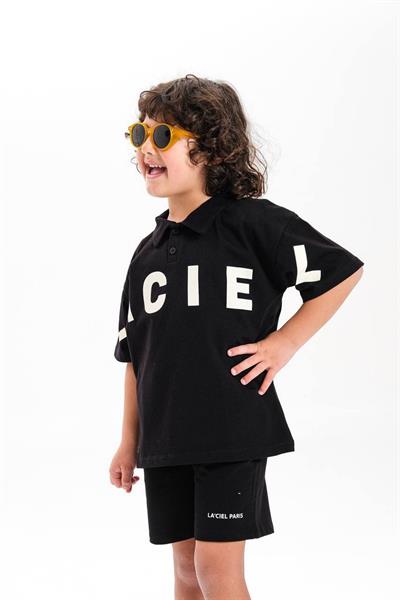 Erkek Çocuk LaciEl Paris Koldan Logo Detaylı Alt-Üst Takım Siyah