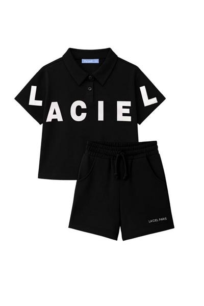 Erkek Çocuk LaciEl Paris Koldan Logo Detaylı Alt-Üst Takım Siyah