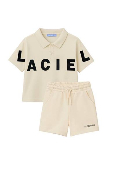 Erkek Çocuk LaciEl Paris Koldan Logo Detaylı Alt-Üst Takım Krem