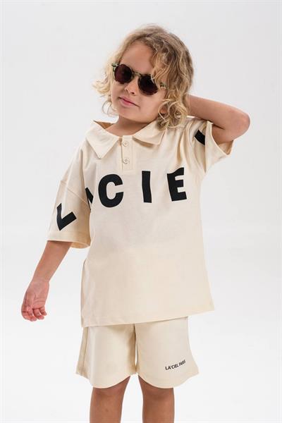 Erkek Çocuk LaciEl Paris Koldan Logo Detaylı Alt-Üst Takım Krem
