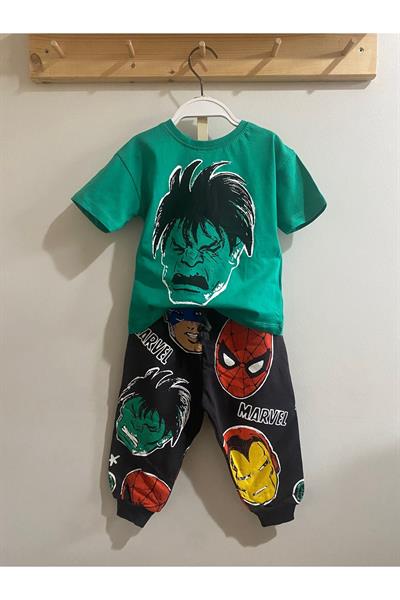 Erkek Çocuk Marvel Alt-Üst Takım Yeşil