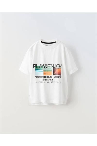 Erkek Çocuk T-Shirt Play&Enjoy Beyaz