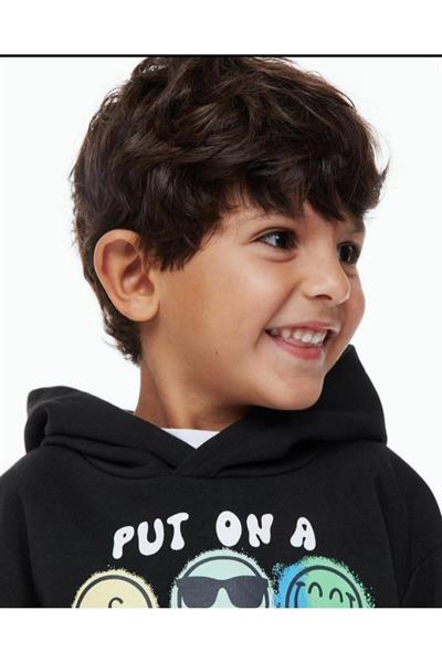 Kapüşonlu Çocuk Sweatshirt Siyah