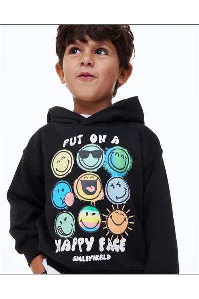 Kapüşonlu Çocuk Sweatshirt Siyah