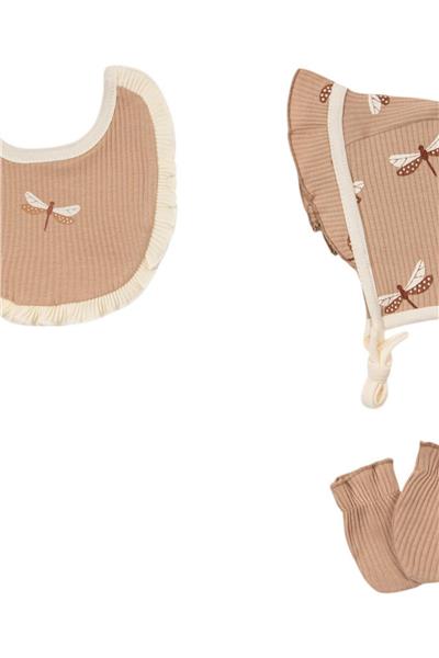 Kız Bebek Butterfly Hastane Çıkışı Beşli Set Kahverengi