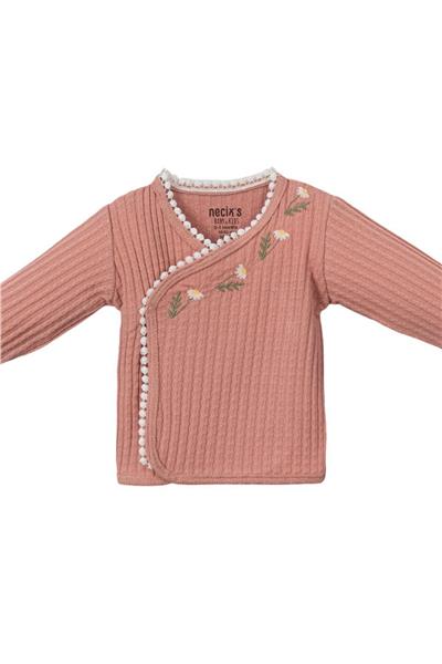 Kız Bebek Papatya İşlemeli Hastane Çıkısı 5Li Set Pembe