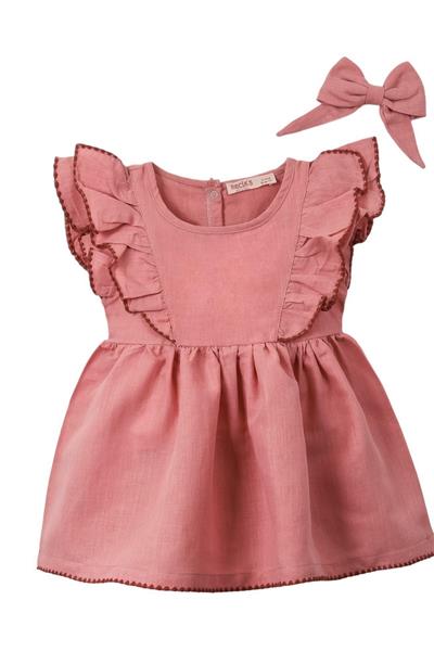 Kız Bebek Vivagani Soft Bebek Elbise Fiyonk Tokalı Pembe