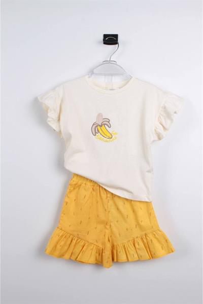 Kız Çocuk Bananas Dokuma Şortlu Alt-Üst Takım Sarı