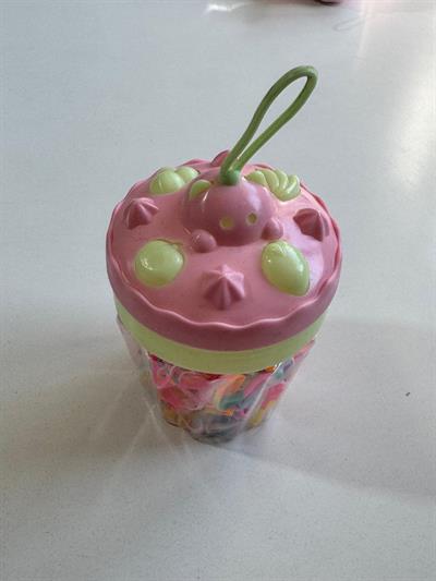 Kız Çocuk Cap Kek Kutulu Saç Lastiği Pembe