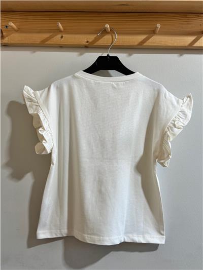 Kız Çocuk Çicekli T-Shirt Beyaz