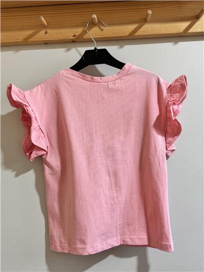 Kız Çocuk Çicekli T-Shirt Pembe
