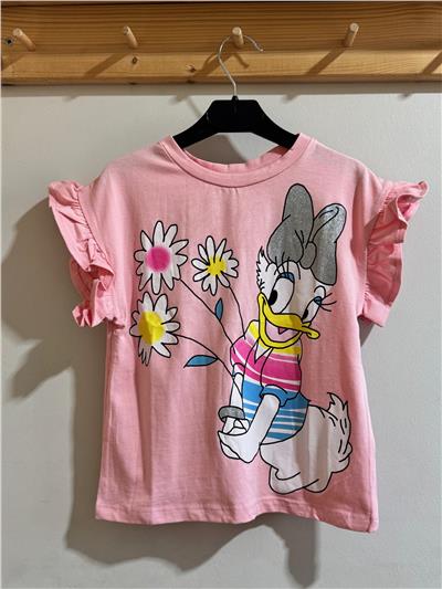 Kız Çocuk Çicekli T-Shirt Pembe