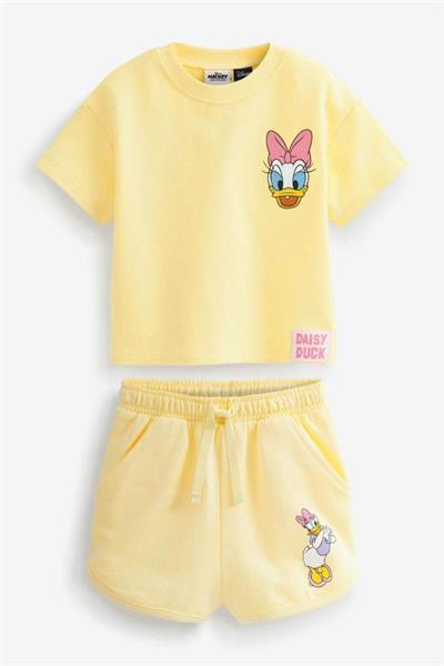 Kız Çocuk Daisy Duck Baskılı Şortlu Alt Üst İkili Takım Sarı