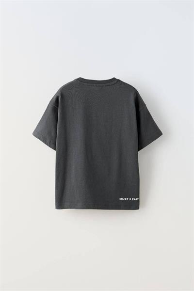 Kız Çocuk İşleme Detaylı T-Shirt Antrasit