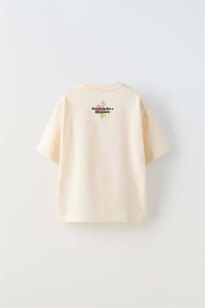 Kız Çocuk İşleme Detaylı T-Shirt Krem
