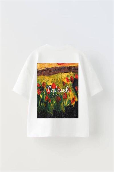 Kız Çocuk LaCiel Paris Baskılı T-Shirt Beyaz