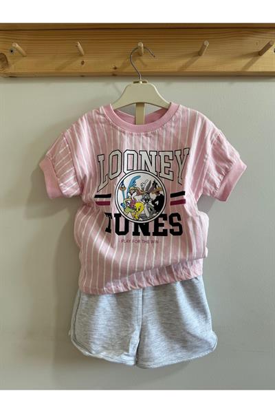 Kız Çocuk Looney Hunes Alt-Üst Takım Pembe