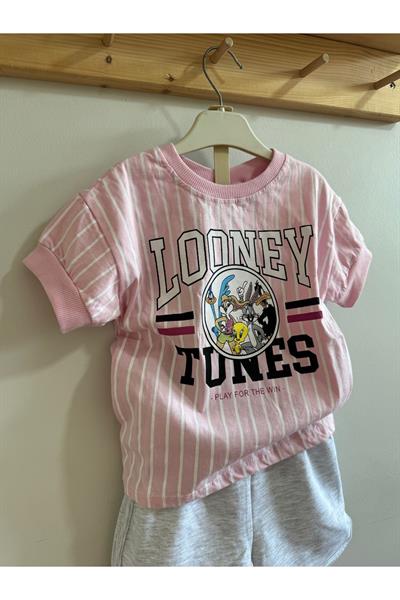 Kız Çocuk Looney Hunes Alt-Üst Takım Pembe