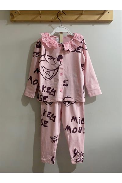 Kız Çocuk Mıckey Mouse Pijama Takımı Pembe