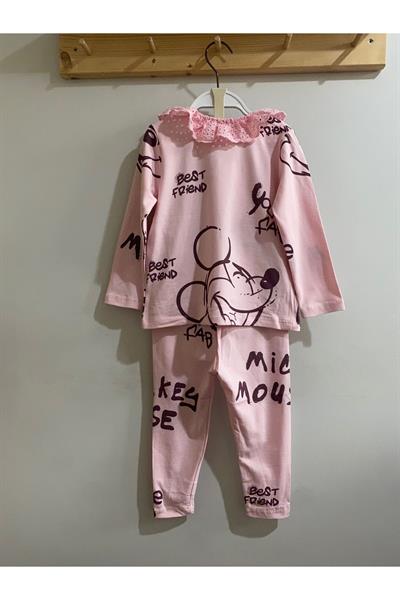 Kız Çocuk Mıckey Mouse Pijama Takımı Pembe