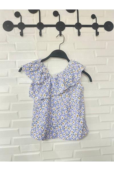 Kız Çocuk Omuz Detay T-Shirt Lila